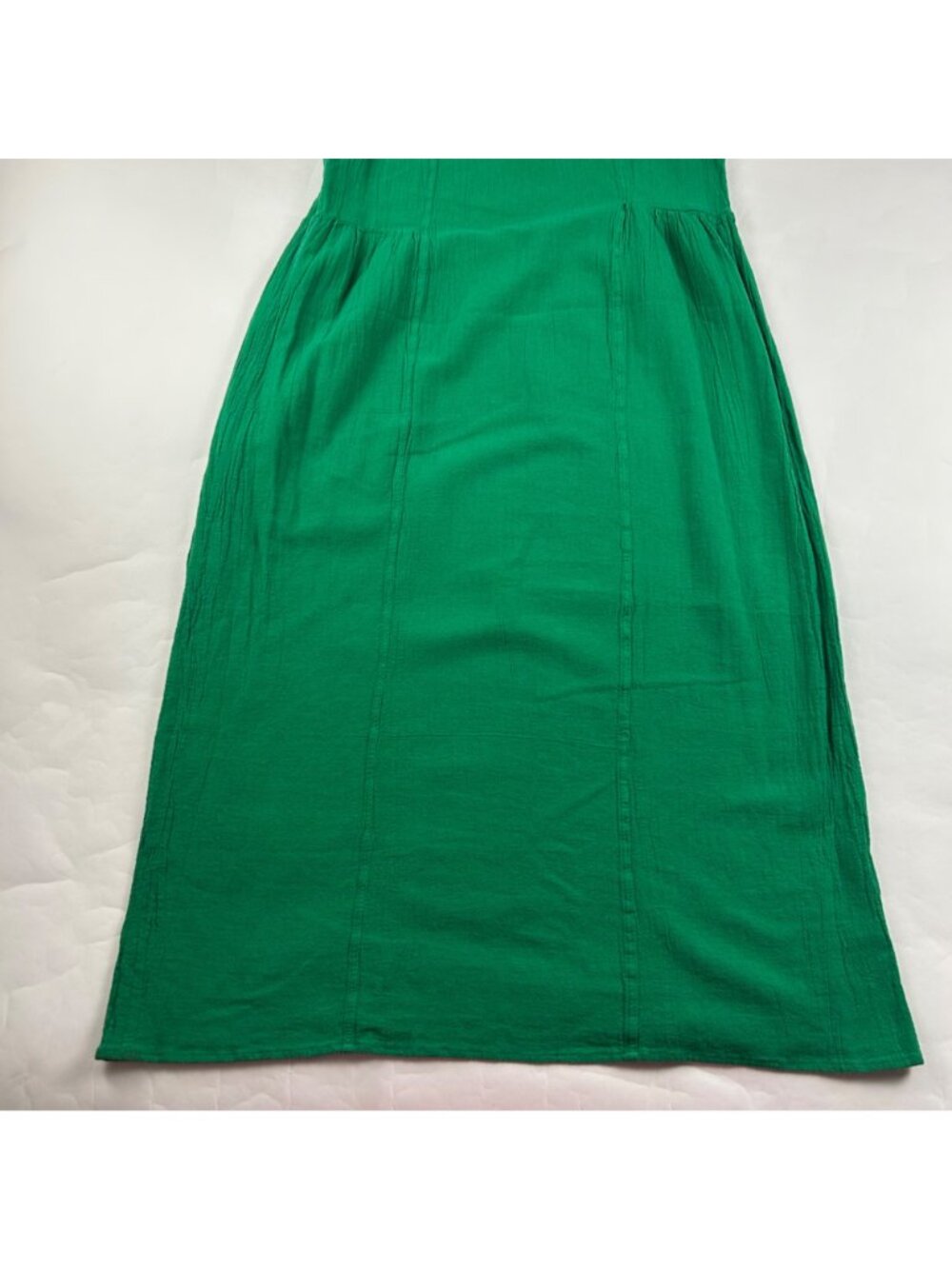 Manta del Lago Bright Green Crinkle Cotton Cowl Neck Maxi Dress M - Picture 7 of 7